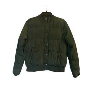 GUC Forever 21 Dark Green Puffer Jacket Coat Washable Size Medium